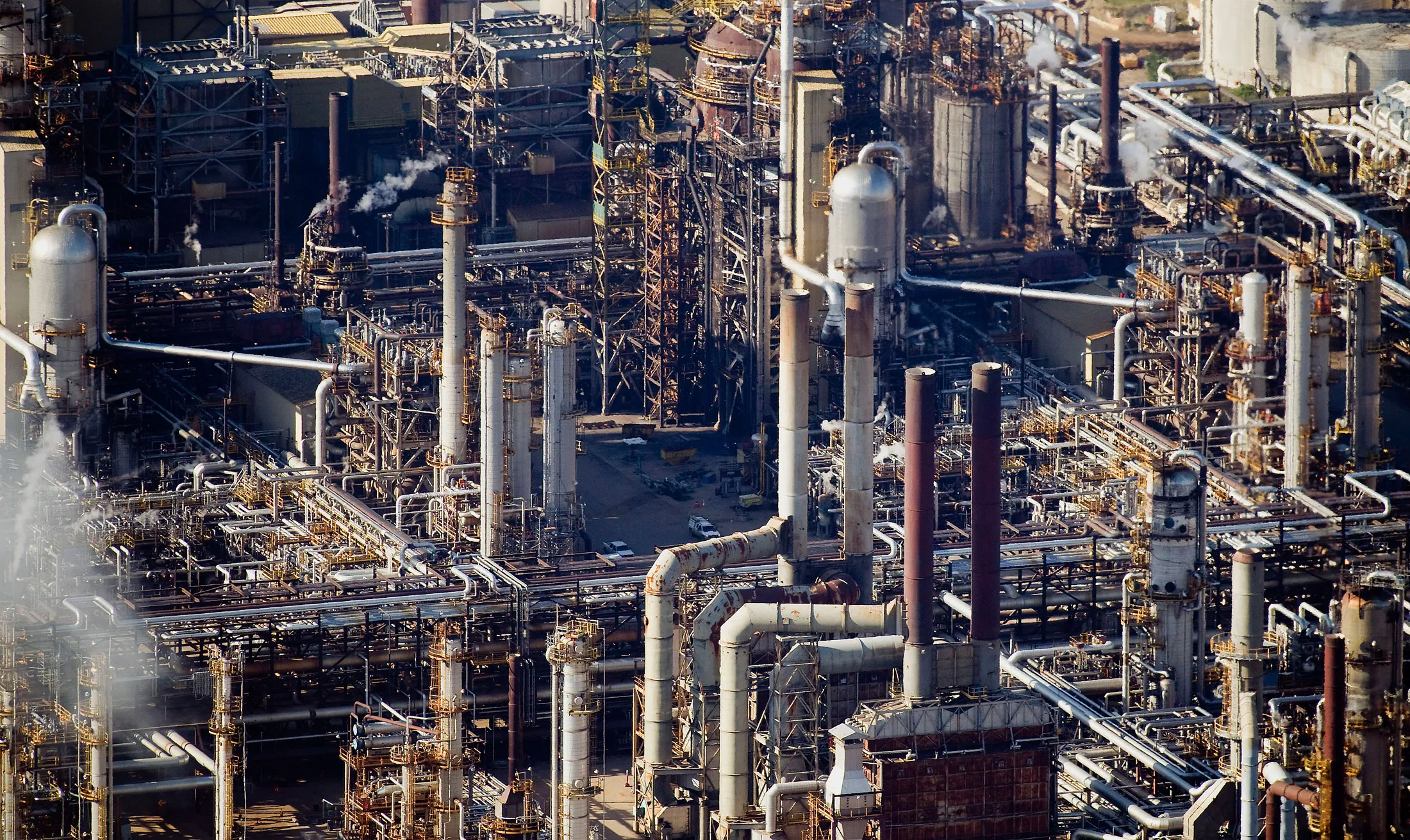 An oil sands upgrading plant near Fort McMurray, Alberta, Canada.
