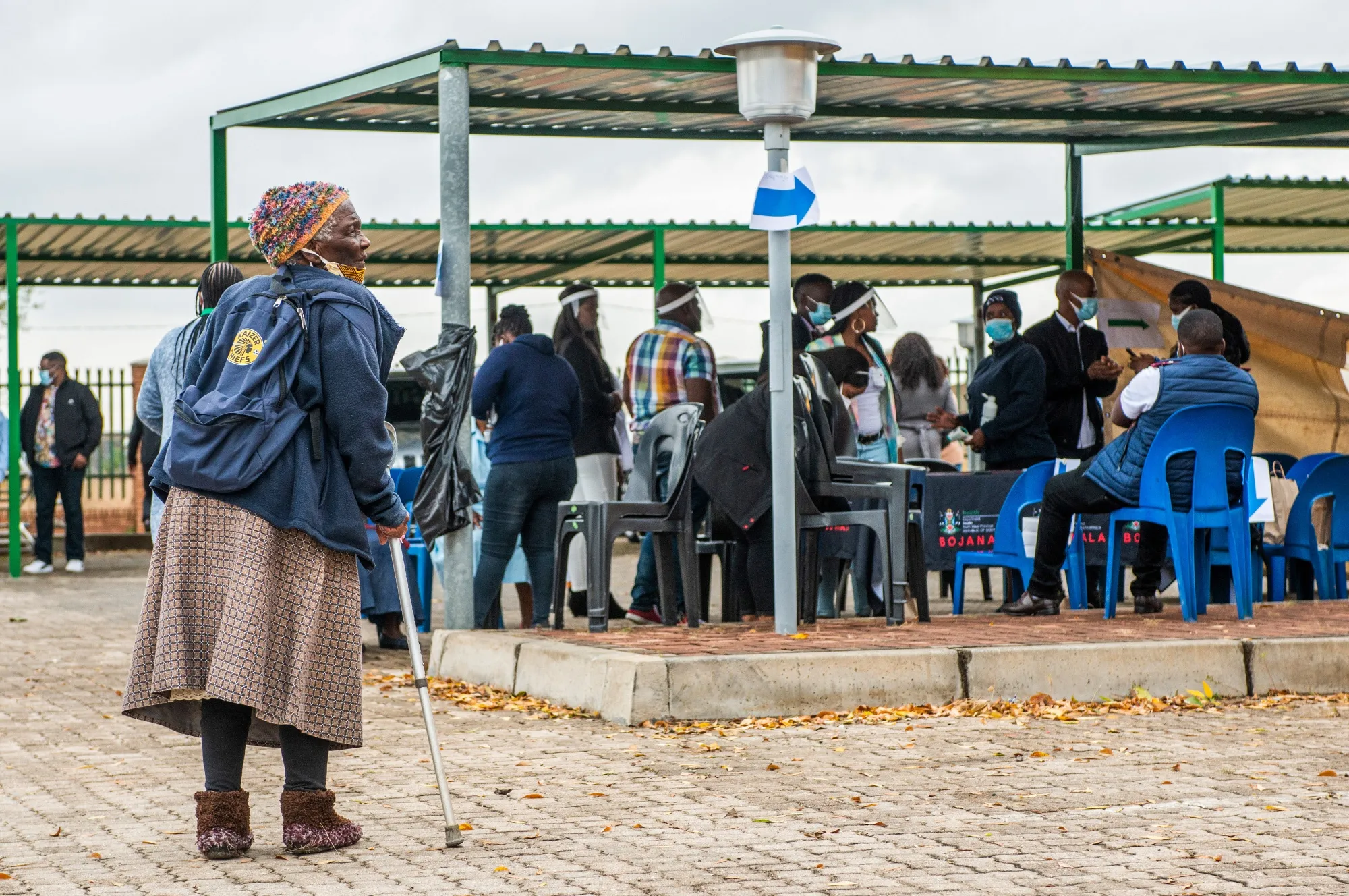 A&nbsp;resident arrives to register for the Covid-19 vaccination program outside the Bonang Community Health Centre, in Brits, South Africa on April 30.