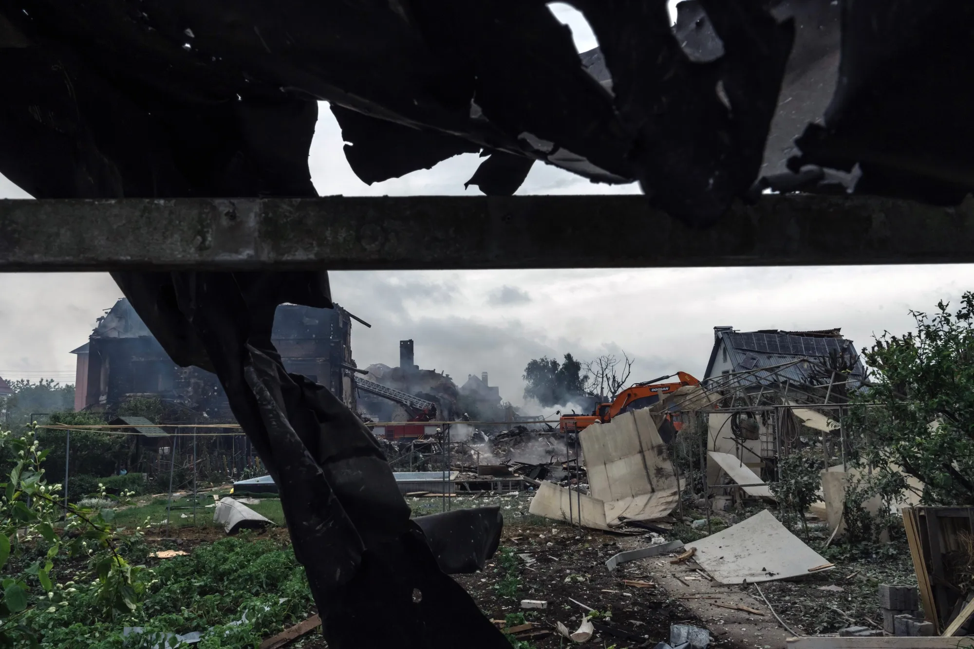 The site of a Russian missile attack in Kyiv, on May 25.