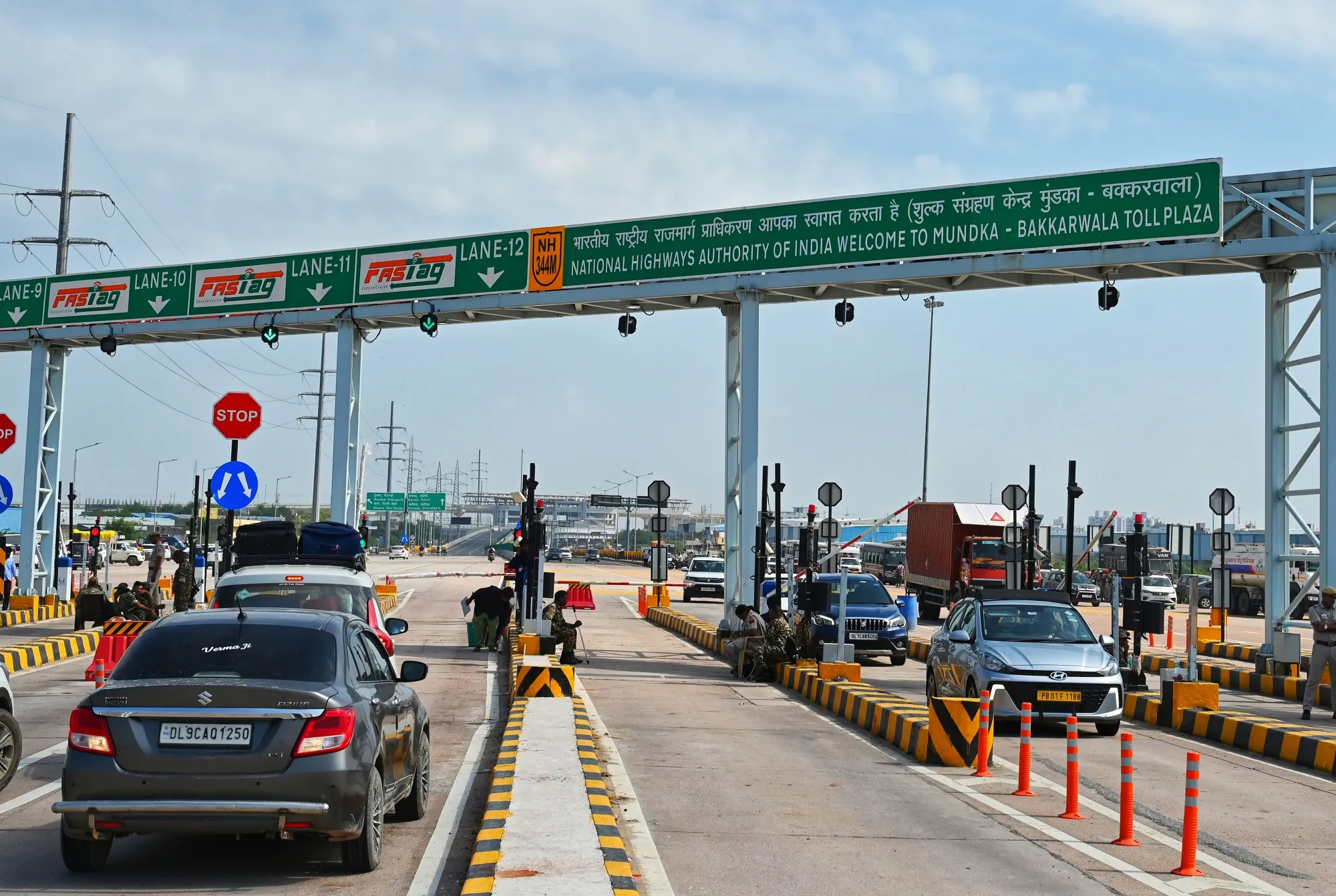 A highway toll checkpoint near New Delhi.