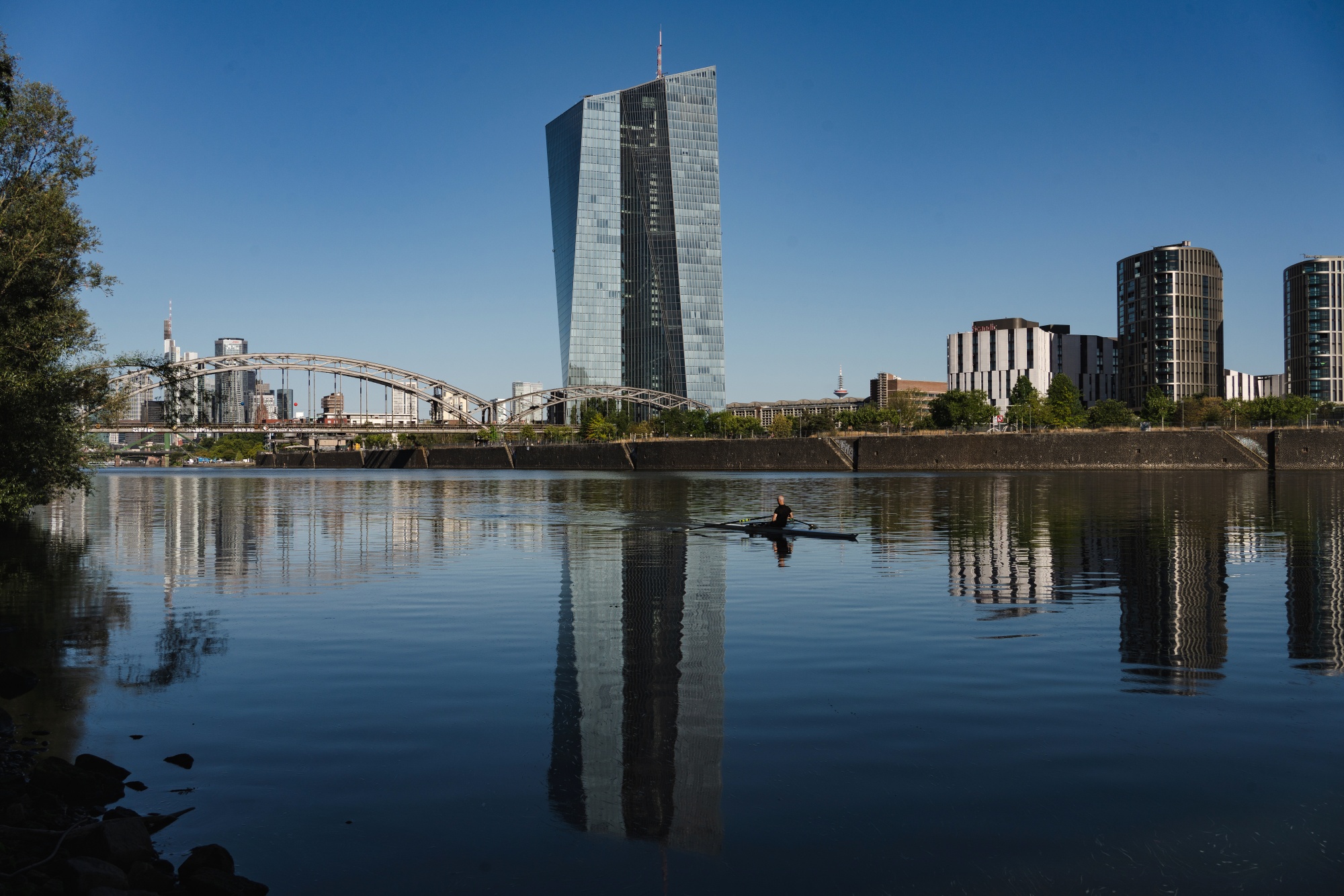The headquarters of the European Central Bank (ECB) near the River Main in Frankfurt, Germany, on Wednesday, Aug. 12, 2026. The long-awaited recovery of Europe’s largest economy is finally coming into view.