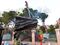 Next, a crane hoisted the pieces over the garden wall.