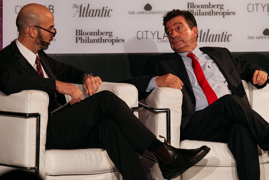 Athens Mayor Giorgos Kaminis, speaks with The Atlantic's James Bennet at the CityLab 2015 summit in London.
