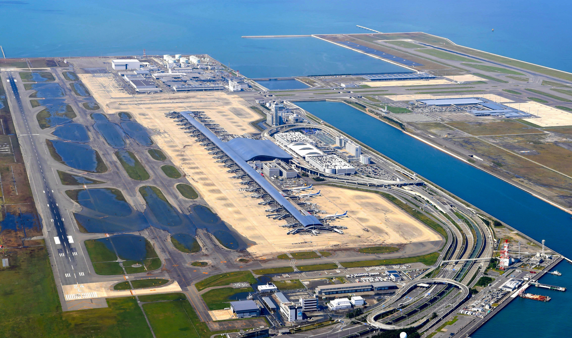 Flooded Kansai Airport on Sept. 5.