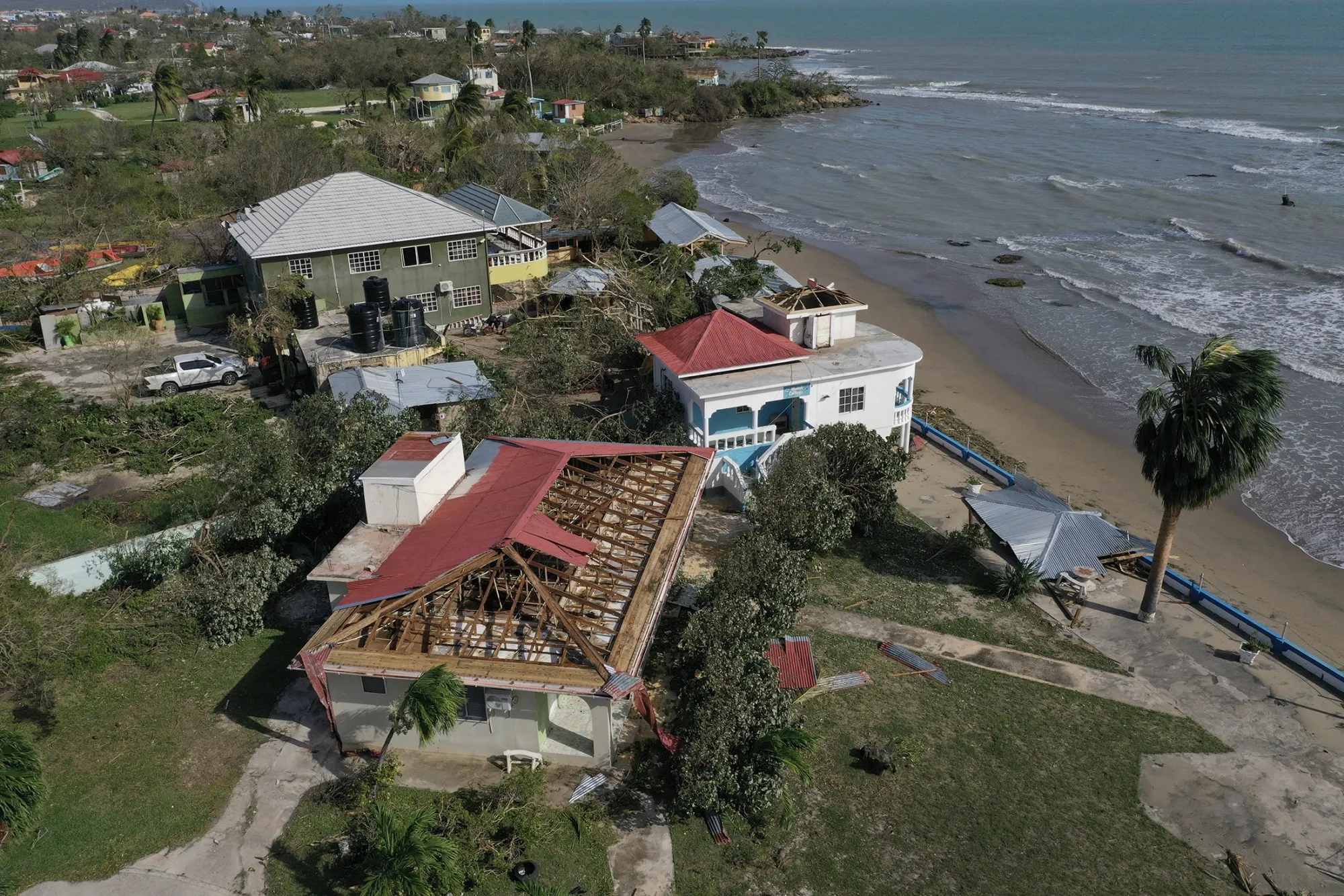 A damaged home following Hurricane Beryl&nbsp;in Saint Elizabeth Parish, Jamaica, on July 4.