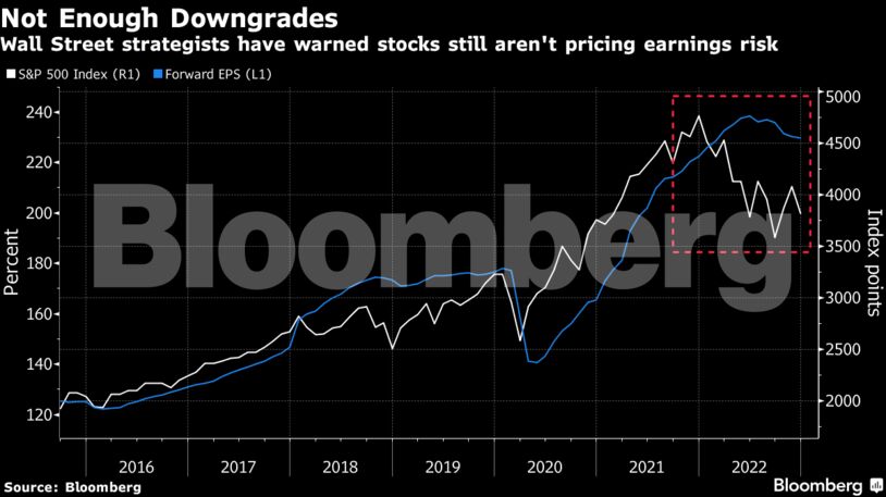 Not Enough Downgrades | Wall Street strategists have warned stocks still aren't pricing earnings risk