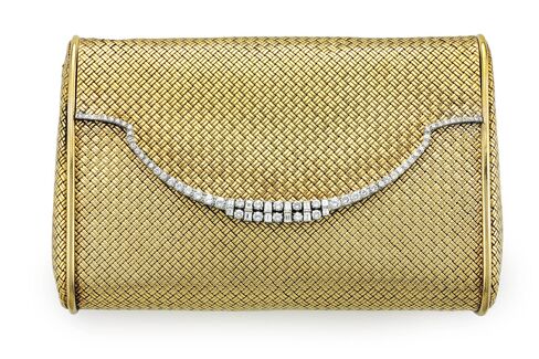 A gold and diamond evening bag.