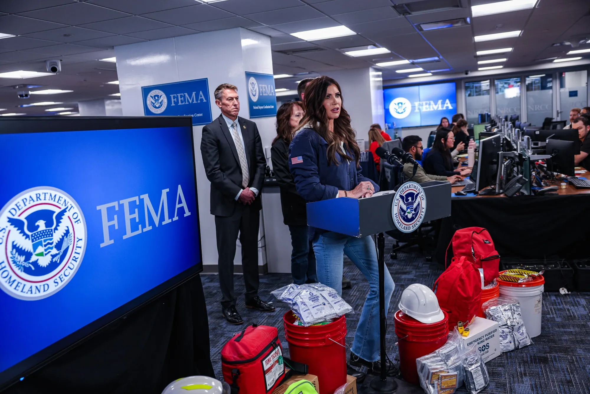 Kristi Noem&nbsp;speaks&nbsp;at Federal Emergency Management Agency&nbsp;headquarters in January.