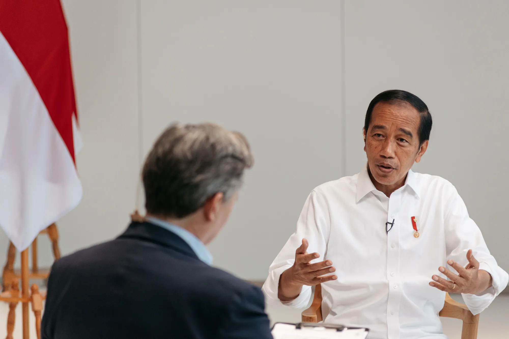 Joko Widodo speaks during an interview with John Micklethwait on Aug. 18.