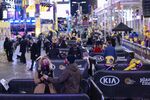 Revelers inside a fenced social distance pod on New Year’s Eve in Times Square last year