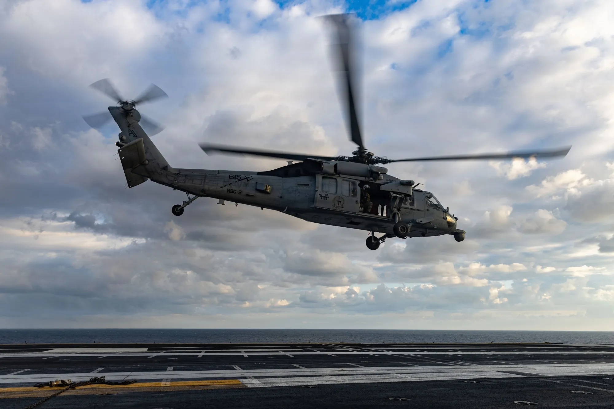 An MH-60S Sea Hawk helicopter takes off from the flight deck of the USS Gerald R. Ford&nbsp;at Sea in a photo released by the US Navy on&nbsp;Feb. 28.