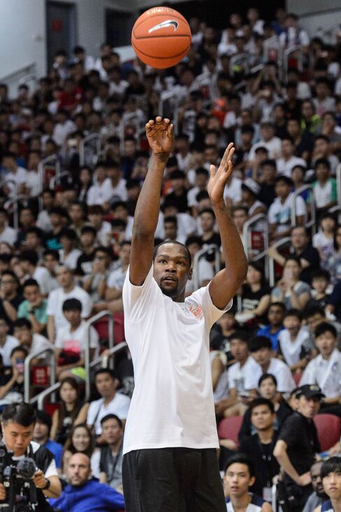 NBA basketball player Kevin Durant at a promotional event in Hong Kong in July 2016.