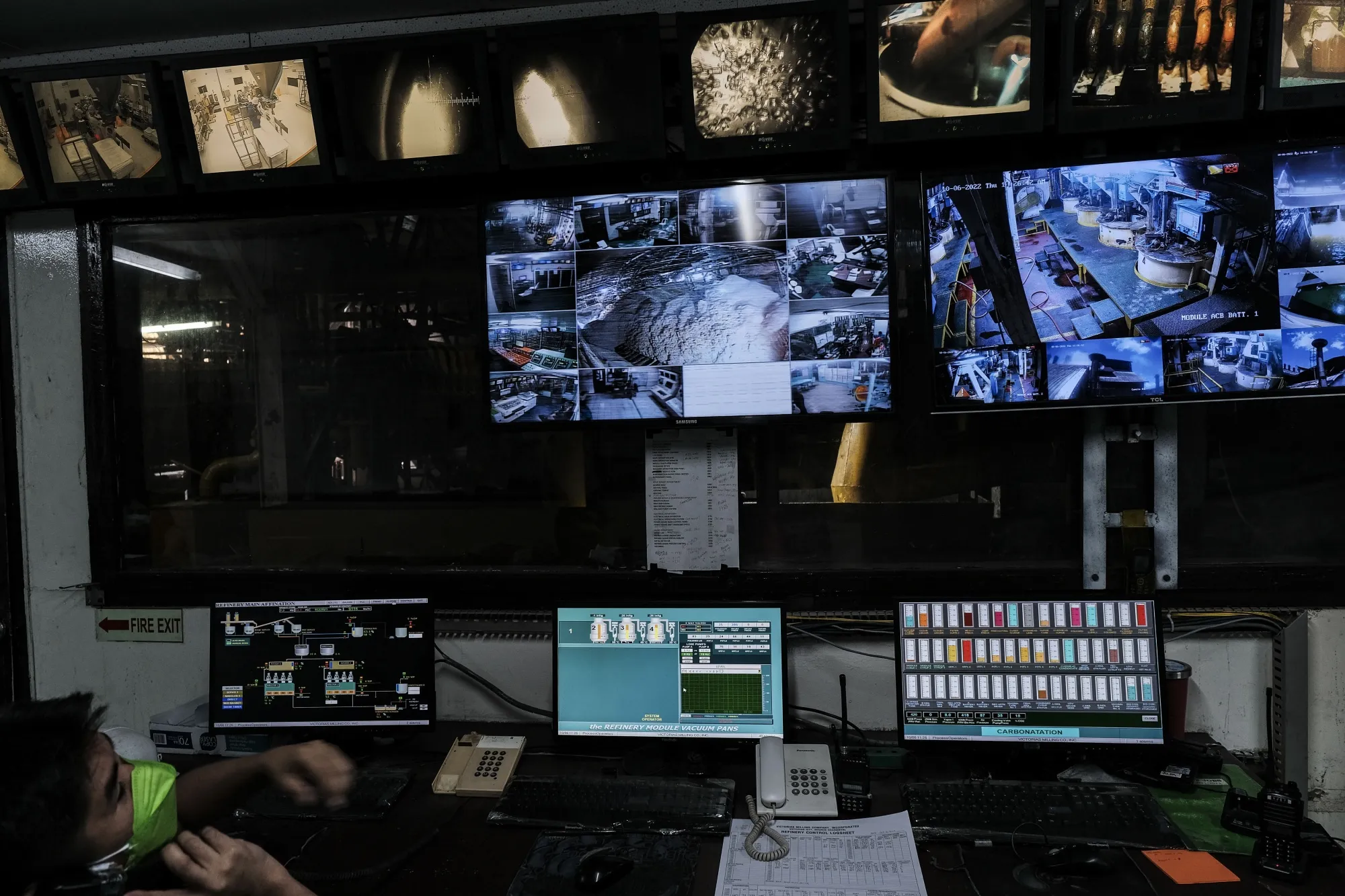 Surveillance cameras monitor the refining process inside Victorias Milling Company Inc. sugar refinery in Victorias City, Negros Occidental, the Philippines, on Thursday, Oct. 6, 2022.&nbsp;