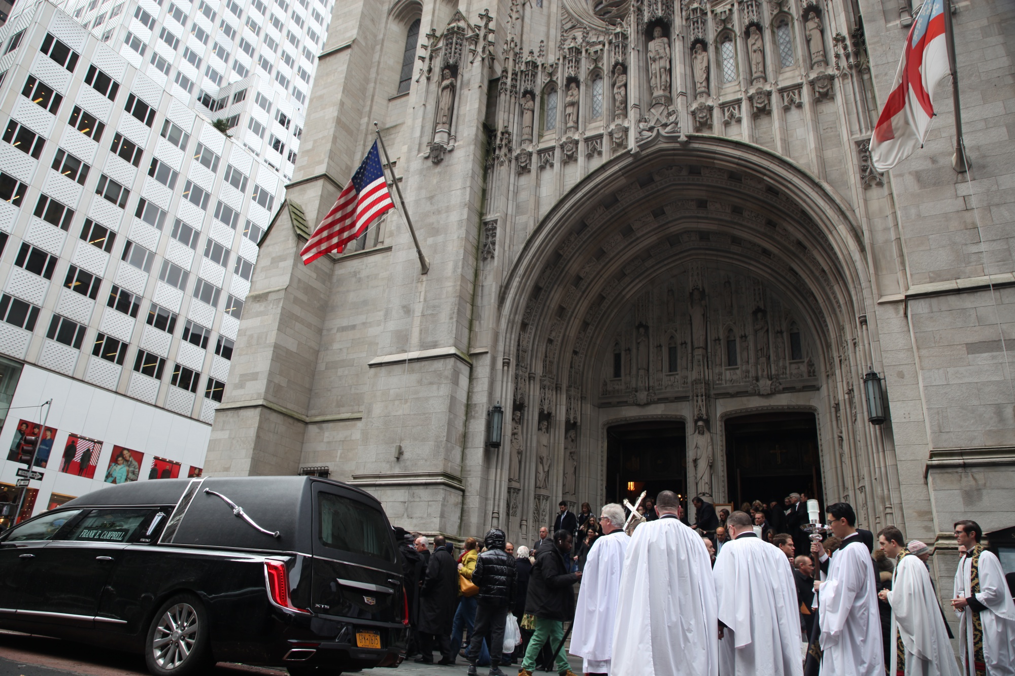 Outside St. Thomas Church for Donald Marron’s funeral