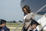 Vice President Kamala Harris arrives in Aurora, Illinois on June 24.