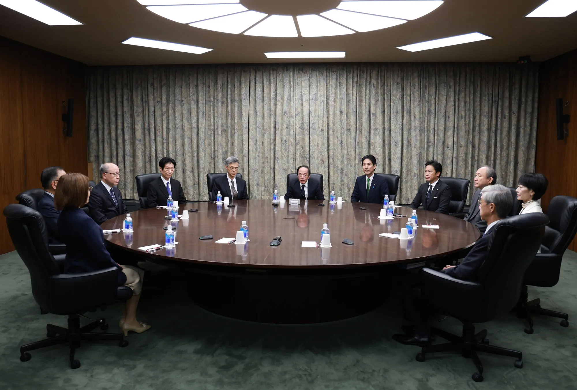 Kazuo Ueda, center, at a monetary policy meeting at&nbsp;the central bank's headquarters in Tokyo, Japan, on Thursday, Oct. 30.