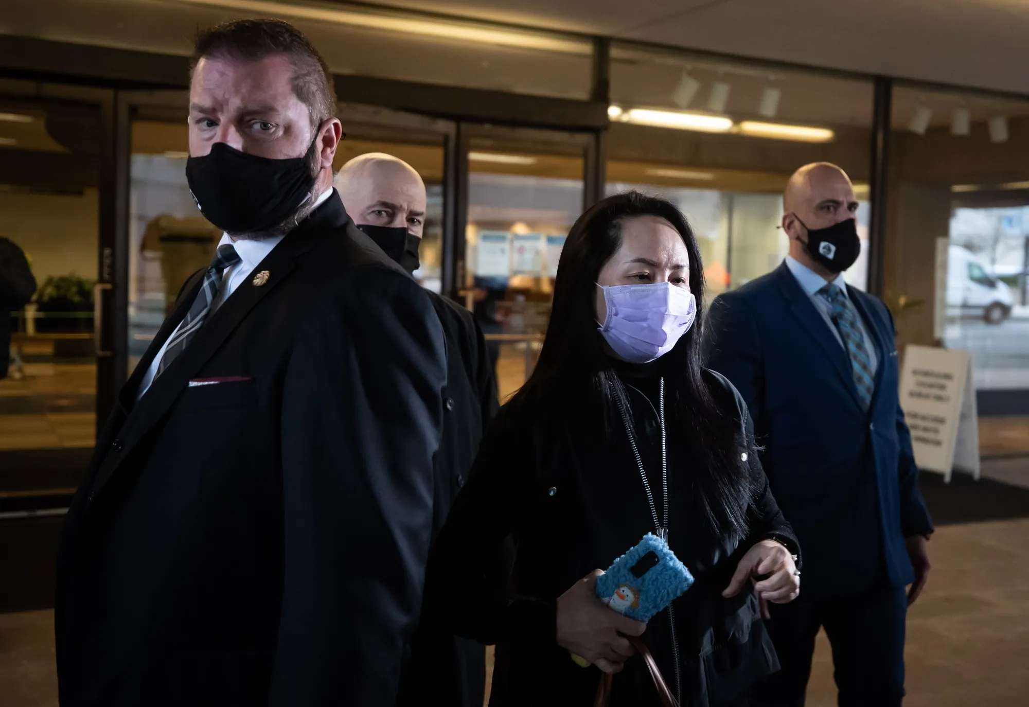 Meng Wanzhou exits Supreme Court after a hearing in Vancouver, British Columbia, Canada, on Jan. 29.