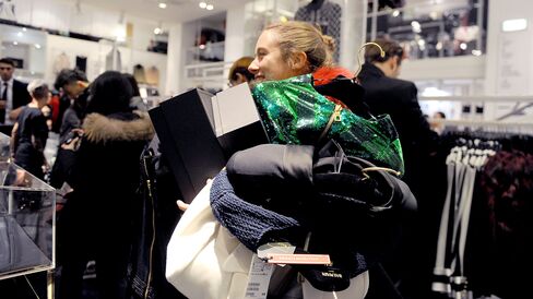 Shoppers flood an H&M store during the Balmain x H&M collection launch near Piazza della Signoria on Nov. 5 in Florence, Italy.