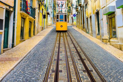 A tram in Lisbon.