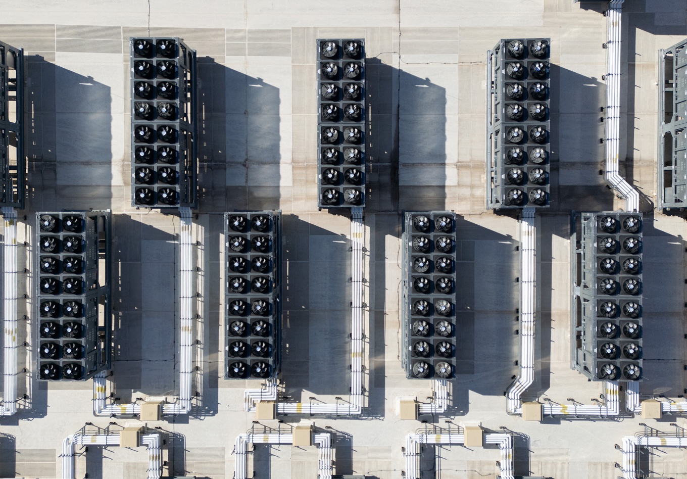 Cooling vent fans on the roof of a data center in Ashburn, Virginia.