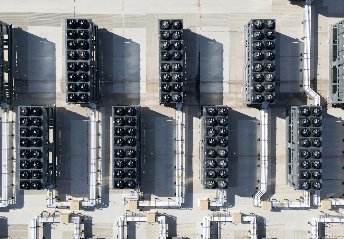 Cooling vent fans on the roof of a data center in Ashburn, Virginia.