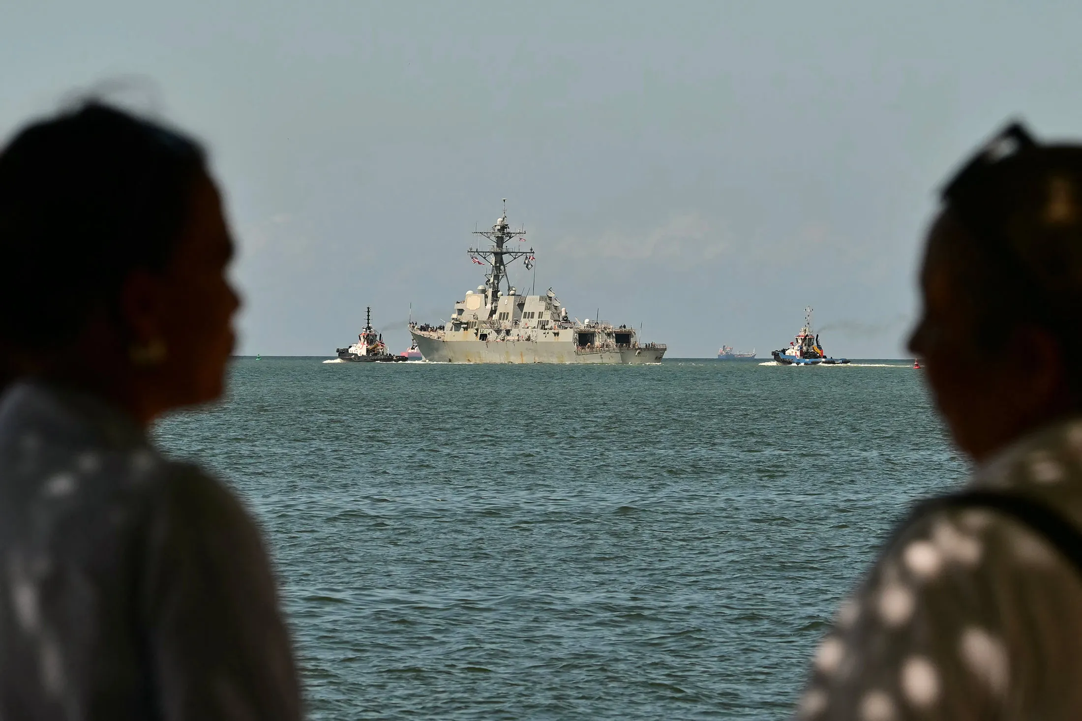 The USS Gravely destroyer departing the Port-of-Spain, Trinidad and Tobago, on Oct. 30.