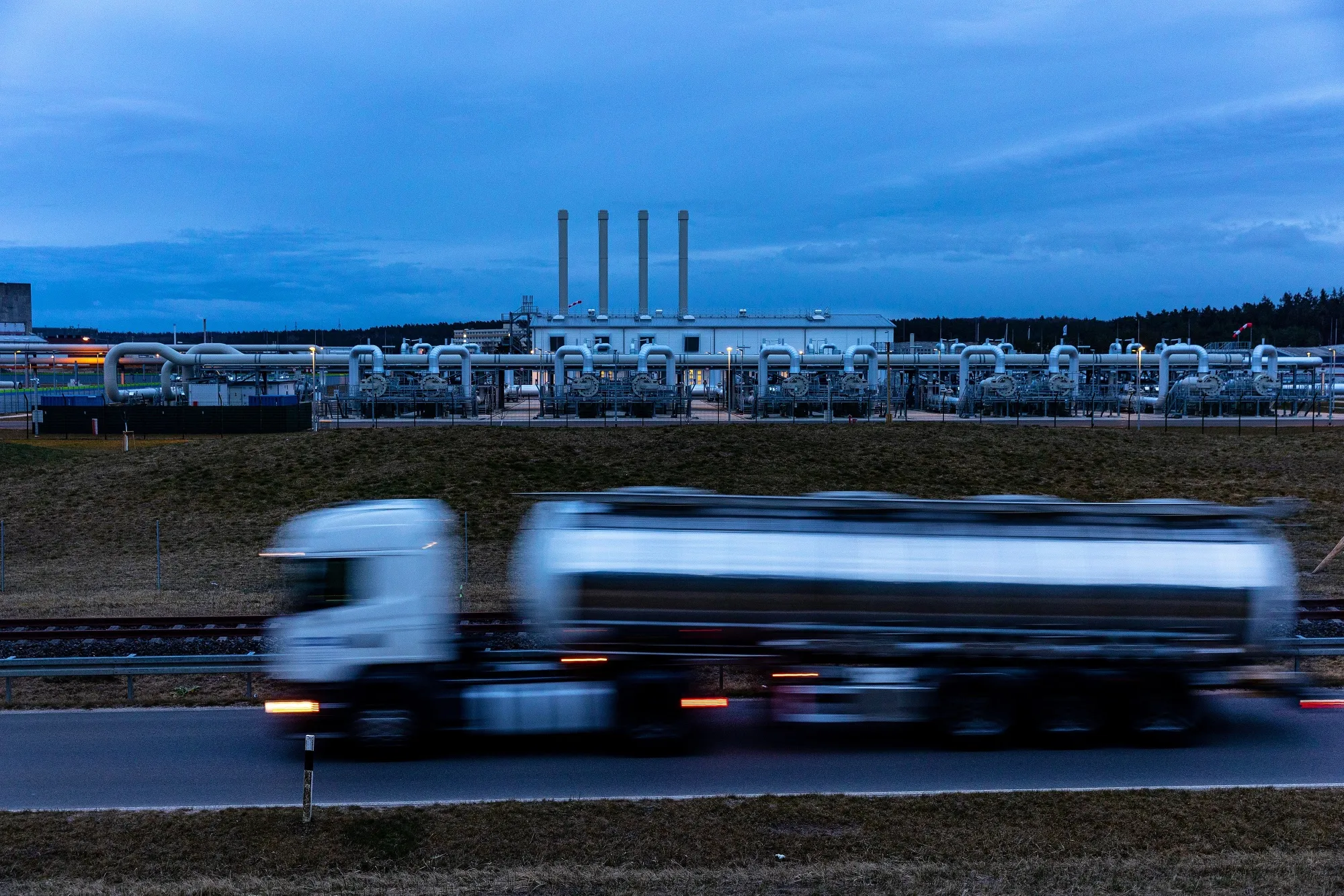 A tanker passes the gas receiving station of the&nbsp;Nord Stream project&nbsp;in Lubmin, Germany.