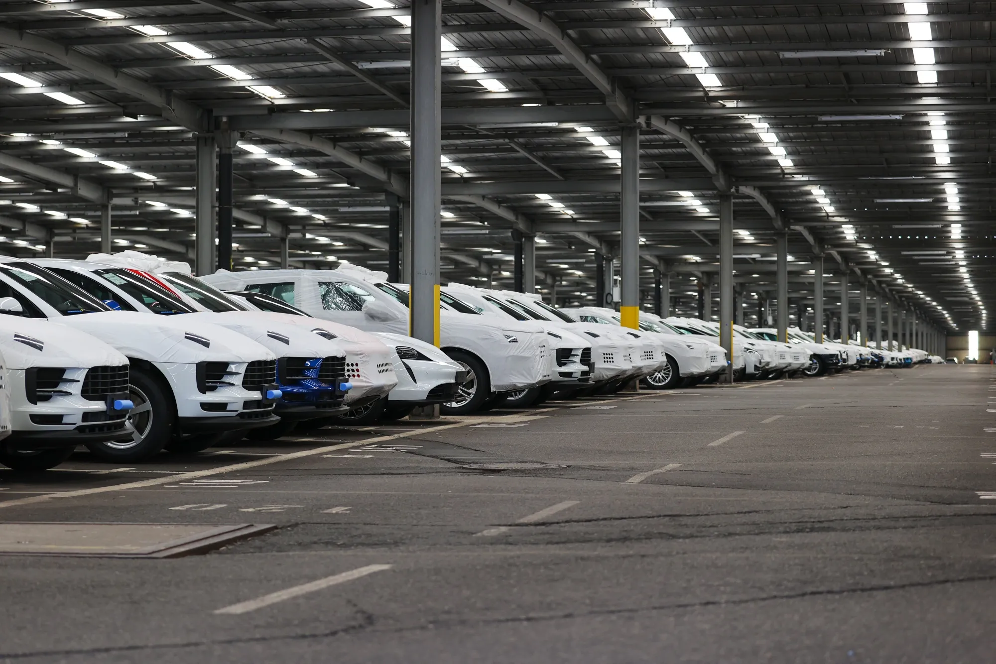 New European Automobiles For Export At Bremerhaven Port 