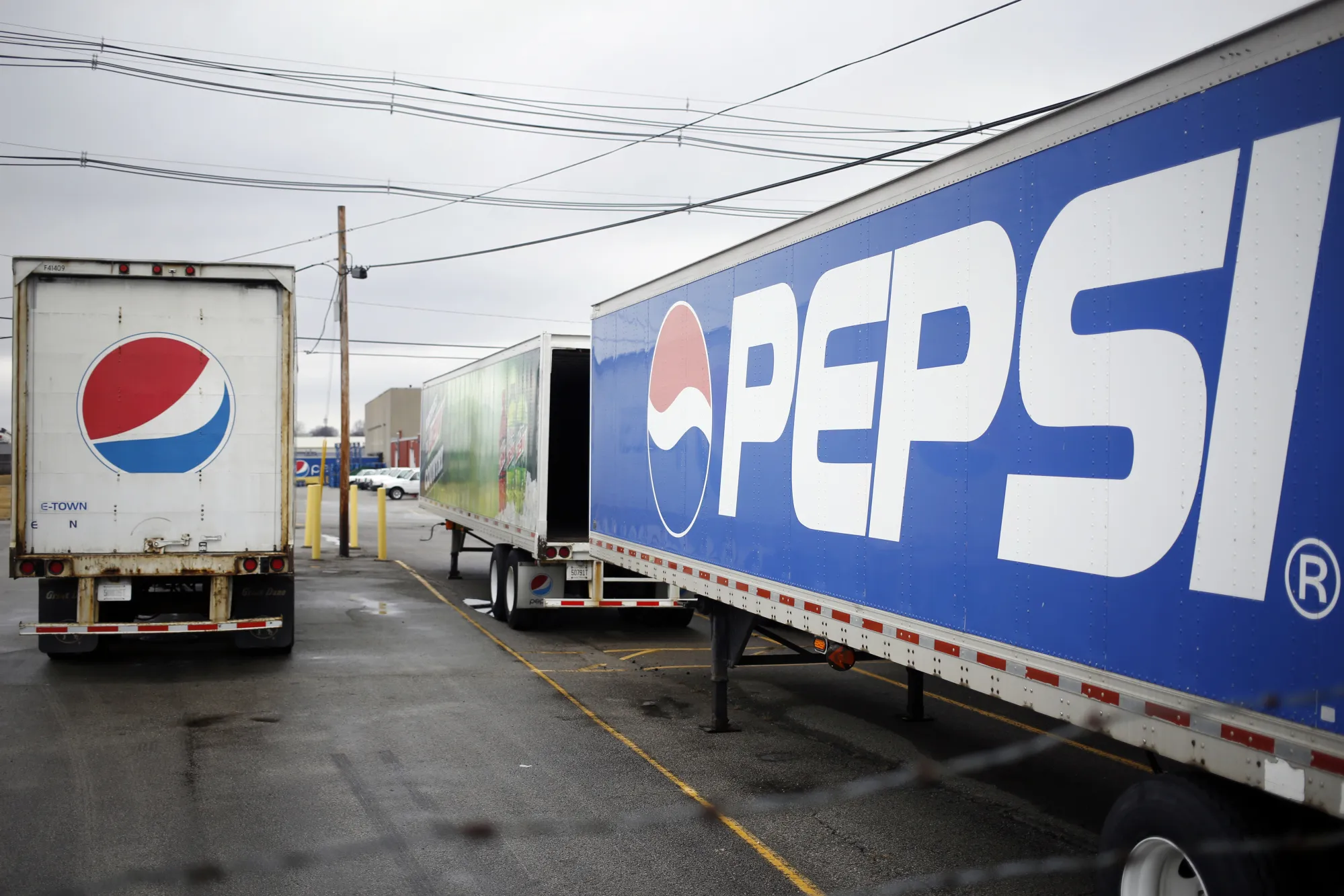 Delivery trucks parked outside the Pepsi Beverages Co. plant in Louisville, Kentucky.