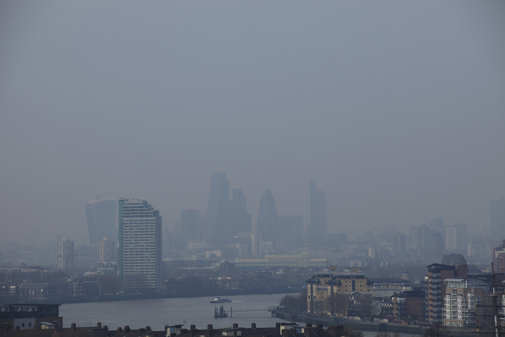 A layer of smog over the City of London.&nbsp;