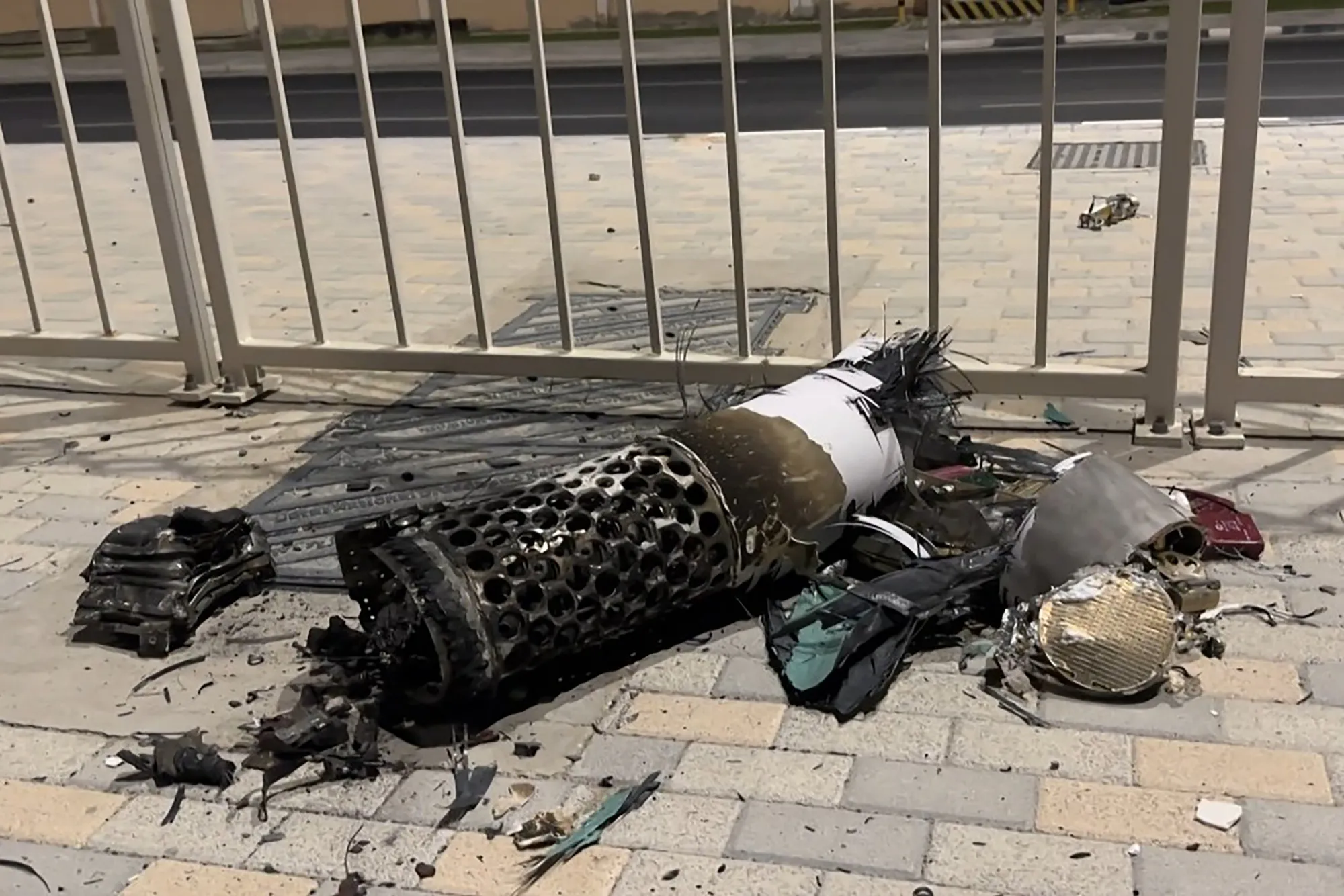 The remnants of an Iranian missile intercepted over Qatar on June 23.&nbsp;