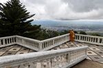 A monk at the deserted viewing platform at Wat Suthep in Chiang Mai, Thailand, on Sept. 9.