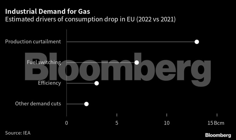 Industrial Demand for Gas | Estimated drivers of consumption drop in EU (2022 vs 2021)
