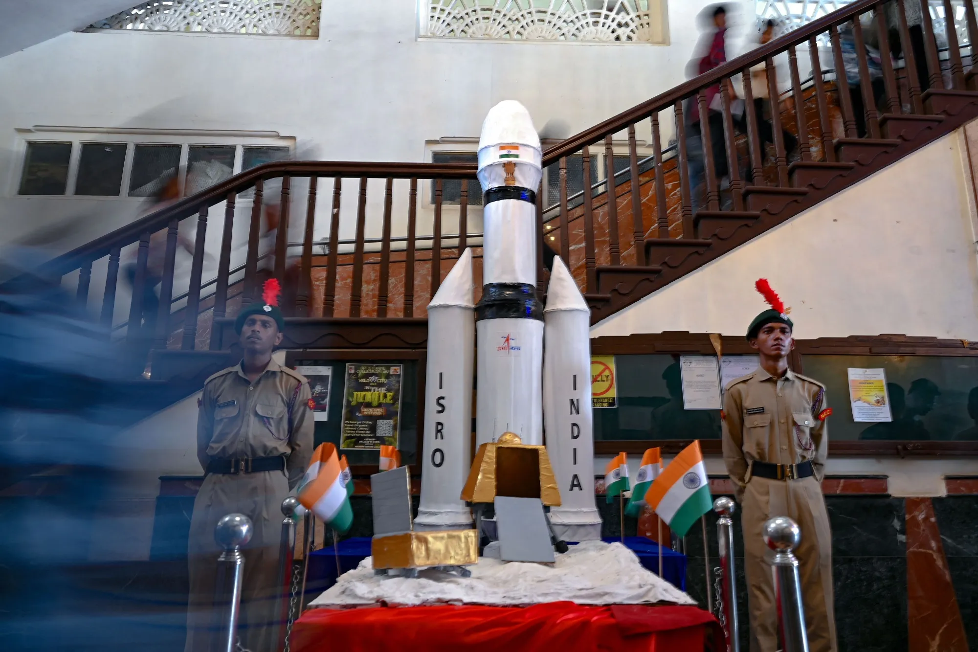 A model of&nbsp;India's Chandrayaan-3 spacecraft following its lunar landing&nbsp;in Mumbai on August 24.&nbsp;