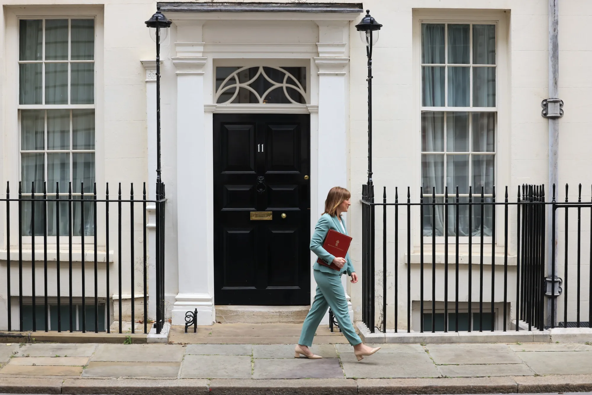 Rachel Reeves, UK chancellor of the exchequer, outside 11 Downing Street ahead of the presentation of the spending review in London, UK.