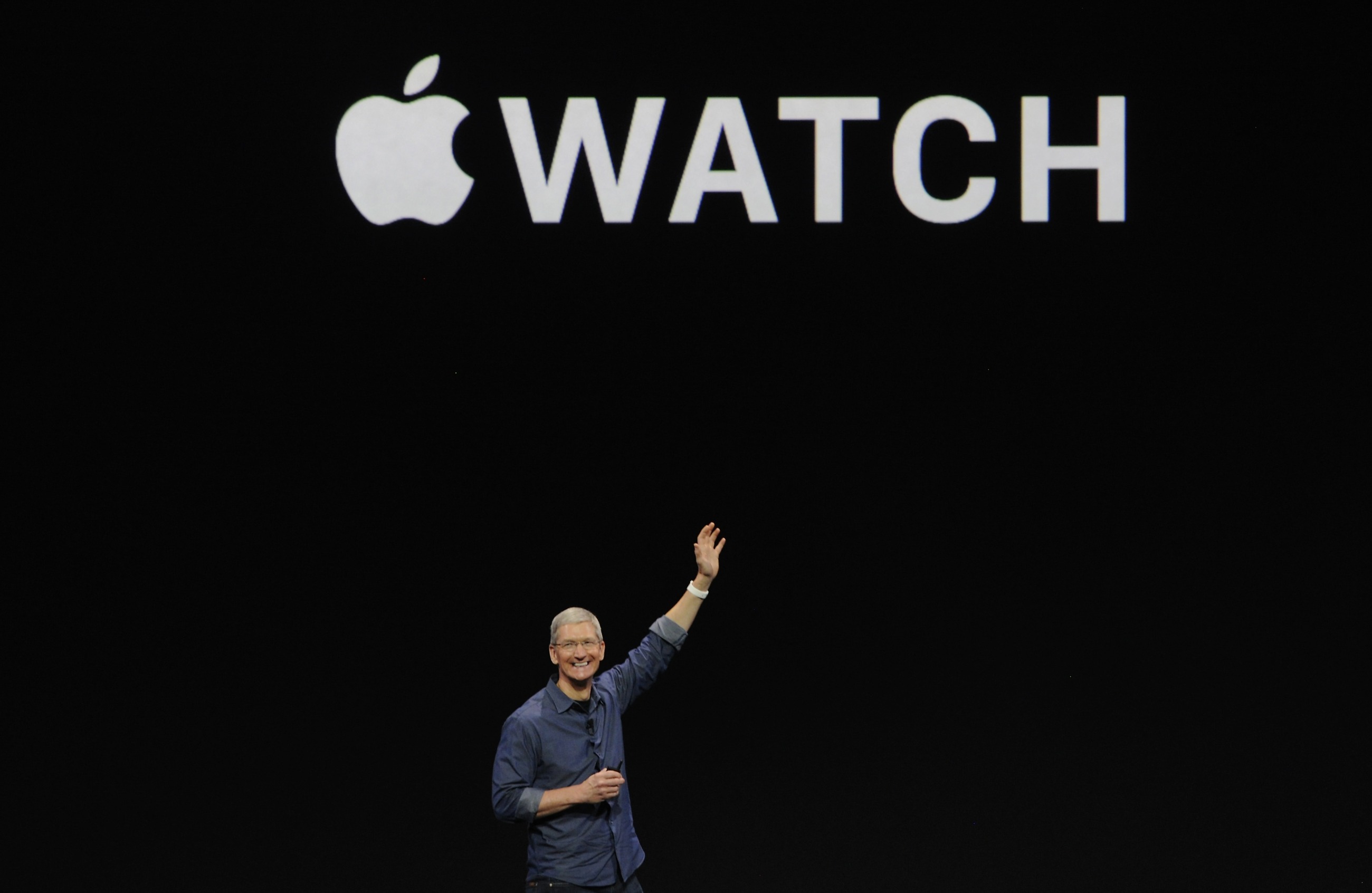 Tim Cook announcing the Apple Watch in 2014.