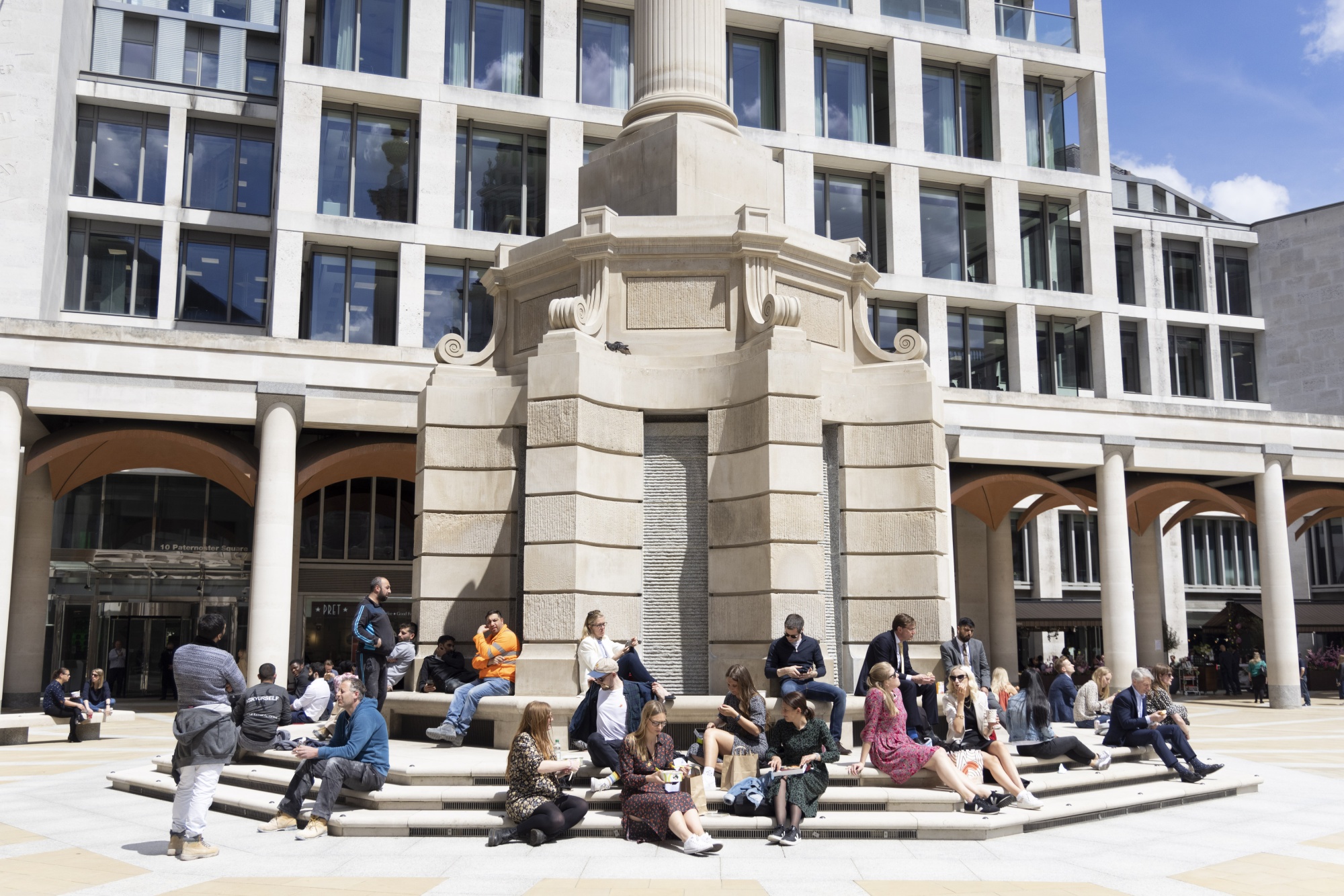 Paternoster Square in view of the London Stock Exchange (LSE) in the City of London,