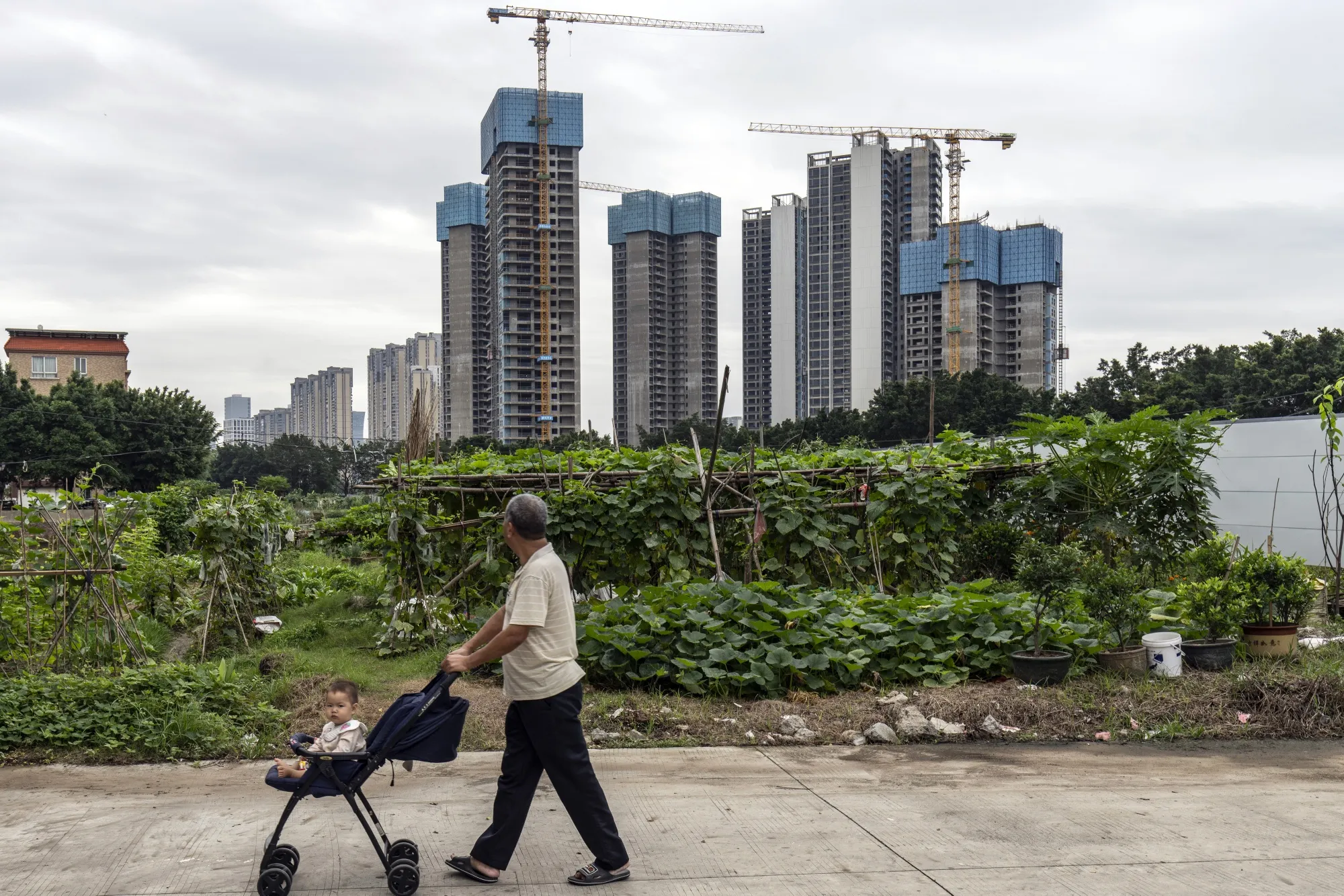Residential buildings under construction at a Country Garden Holdings Co.'s development in Foshan, China.
