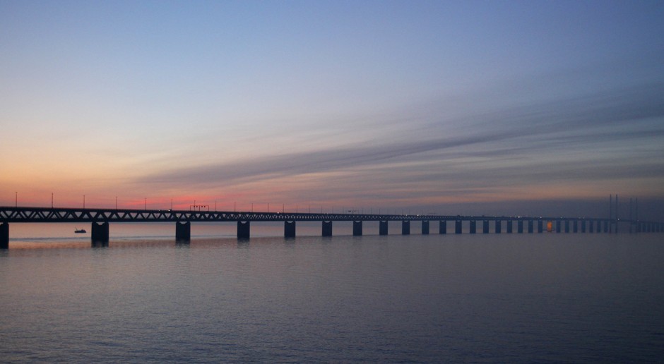The Oresund Bridge links the city of Malmo in Sweden to Copenhagen, the capital of Denmark, and has a total length of 7,845 meters.