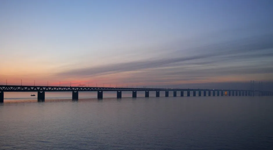 The Oresund Bridge links the city of Malmo in Sweden to Copenhagen, the capital of Denmark, and has a total length of 7,845 meters.