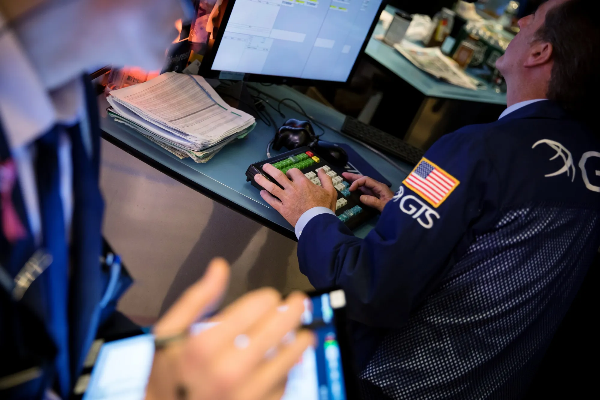 Trading On The Floor Of The NYSE As U.S. Stocks Pare Gain As Rocky Week Nears End