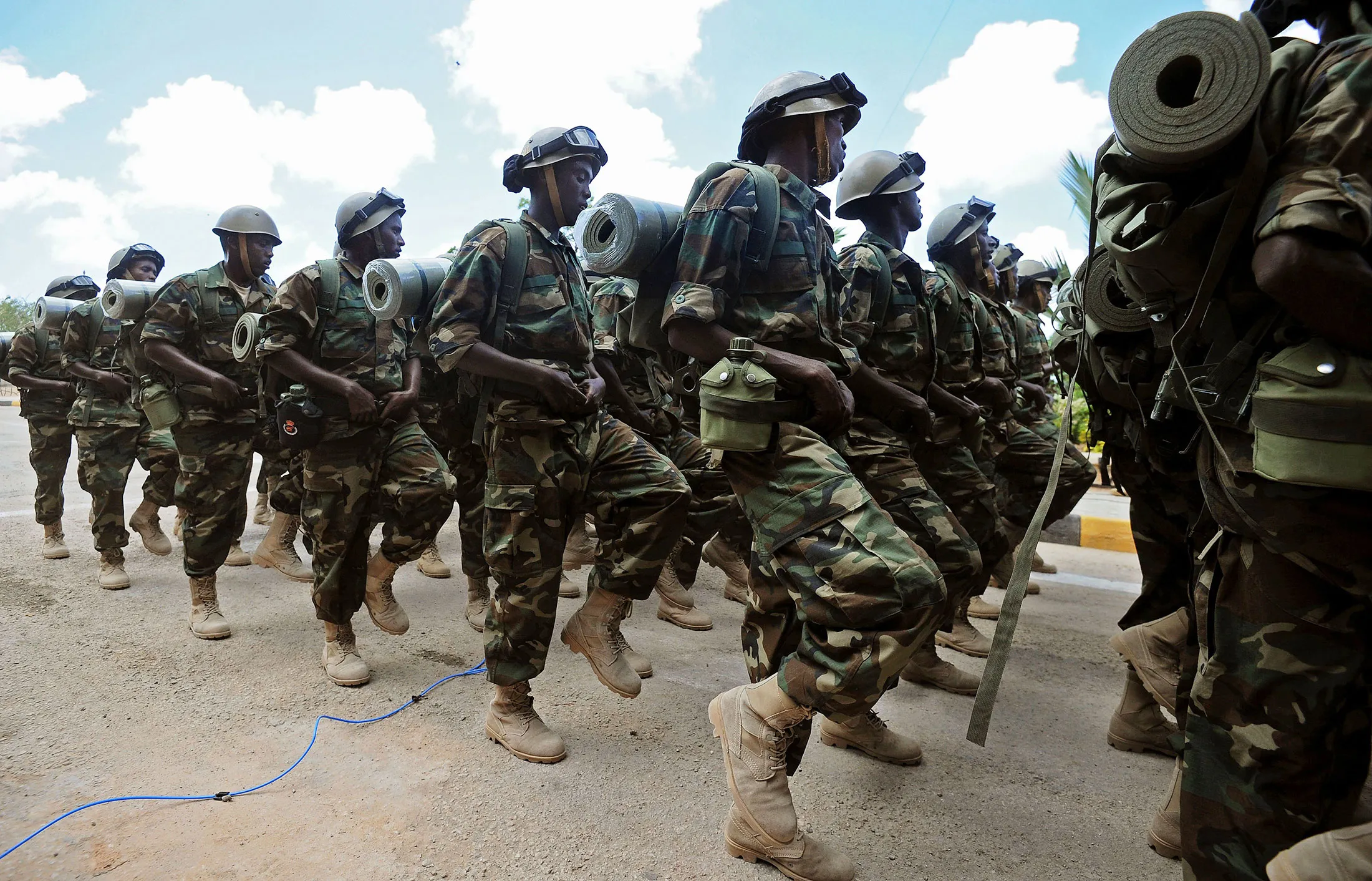 Somali soldiers at the Gaashandhiga academy in Mogadishu.
