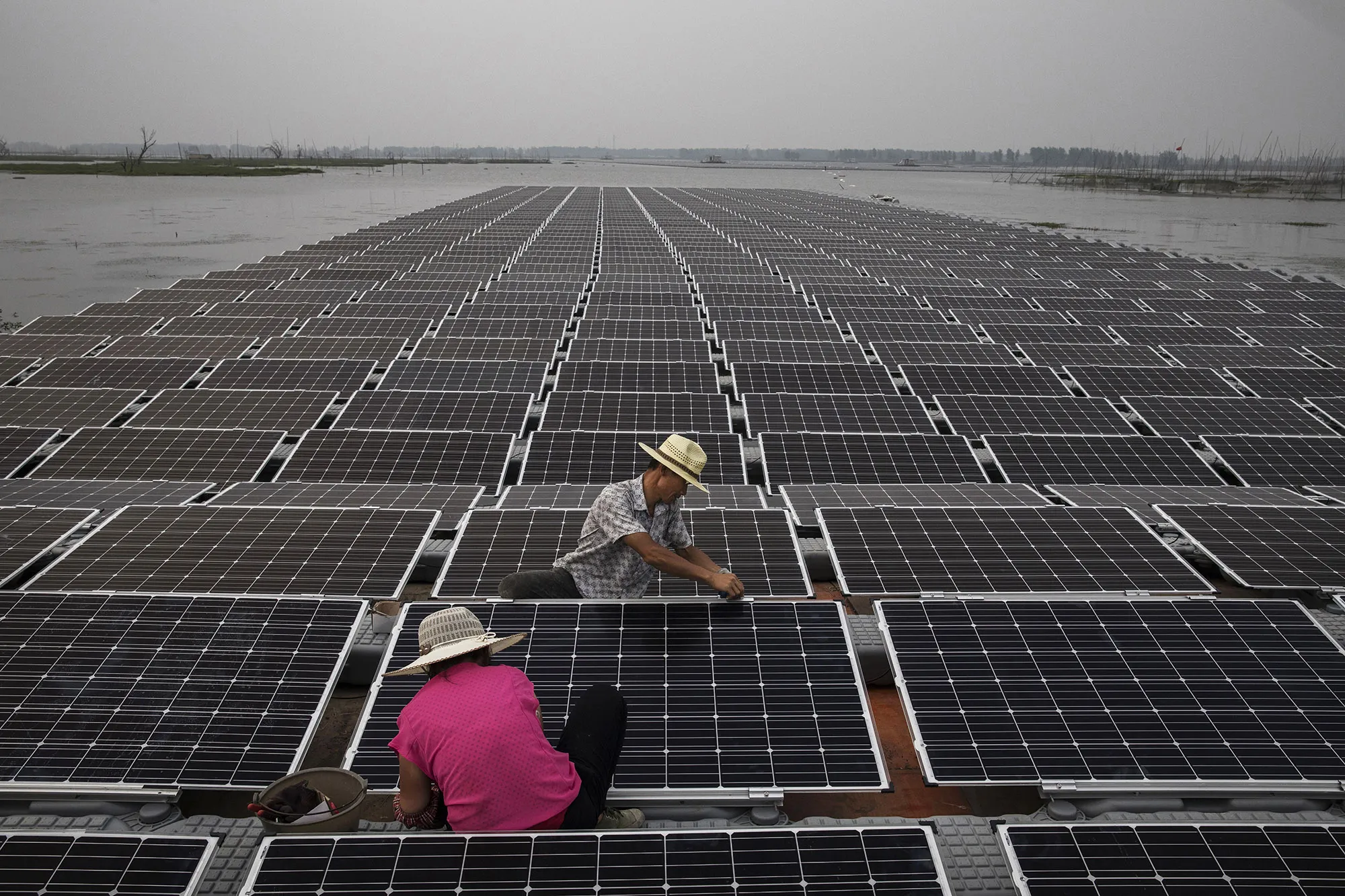Floating solar farm in China