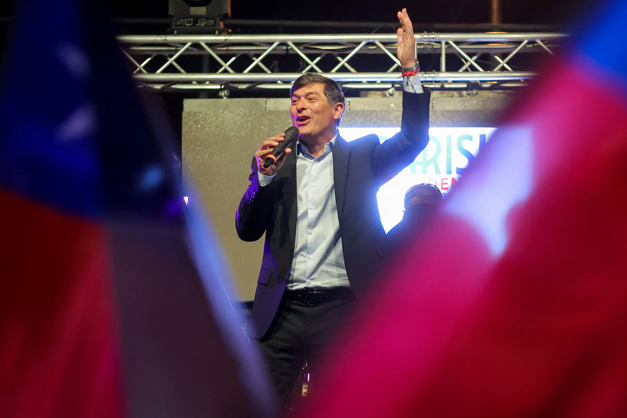 Franco Parisi speaks to supporters during his closing campaign rally in Santiago on Nov. 12.