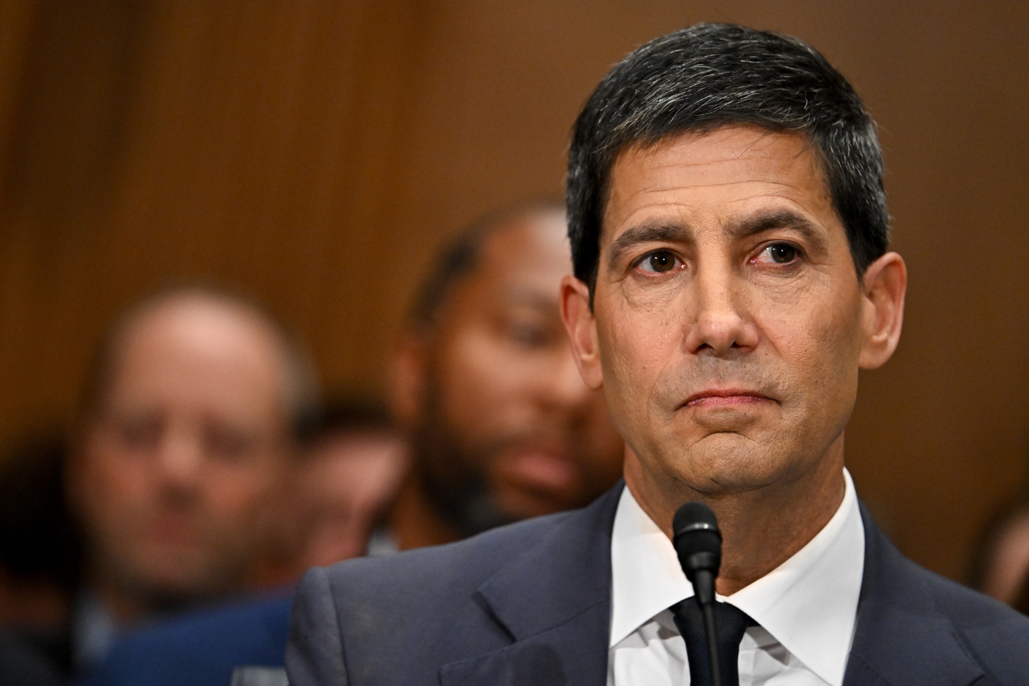 Kevin Warsh, chairman of the US Federal Reserve nominee for US President Donald Trump, during a Senate Banking, Housing, and Urban Affairs Committee confirmation hearing in Washington, DC, US, on Tuesday, April 21, 2026. Warsh’s testimony highlights the fine line he must walk during the hearing between President Donald Trump’s demands for lower rates and reassuring investors that he will defend the Fed’s autonomy in rate-setting. Photographer: Graeme Sloan/Bloomberg