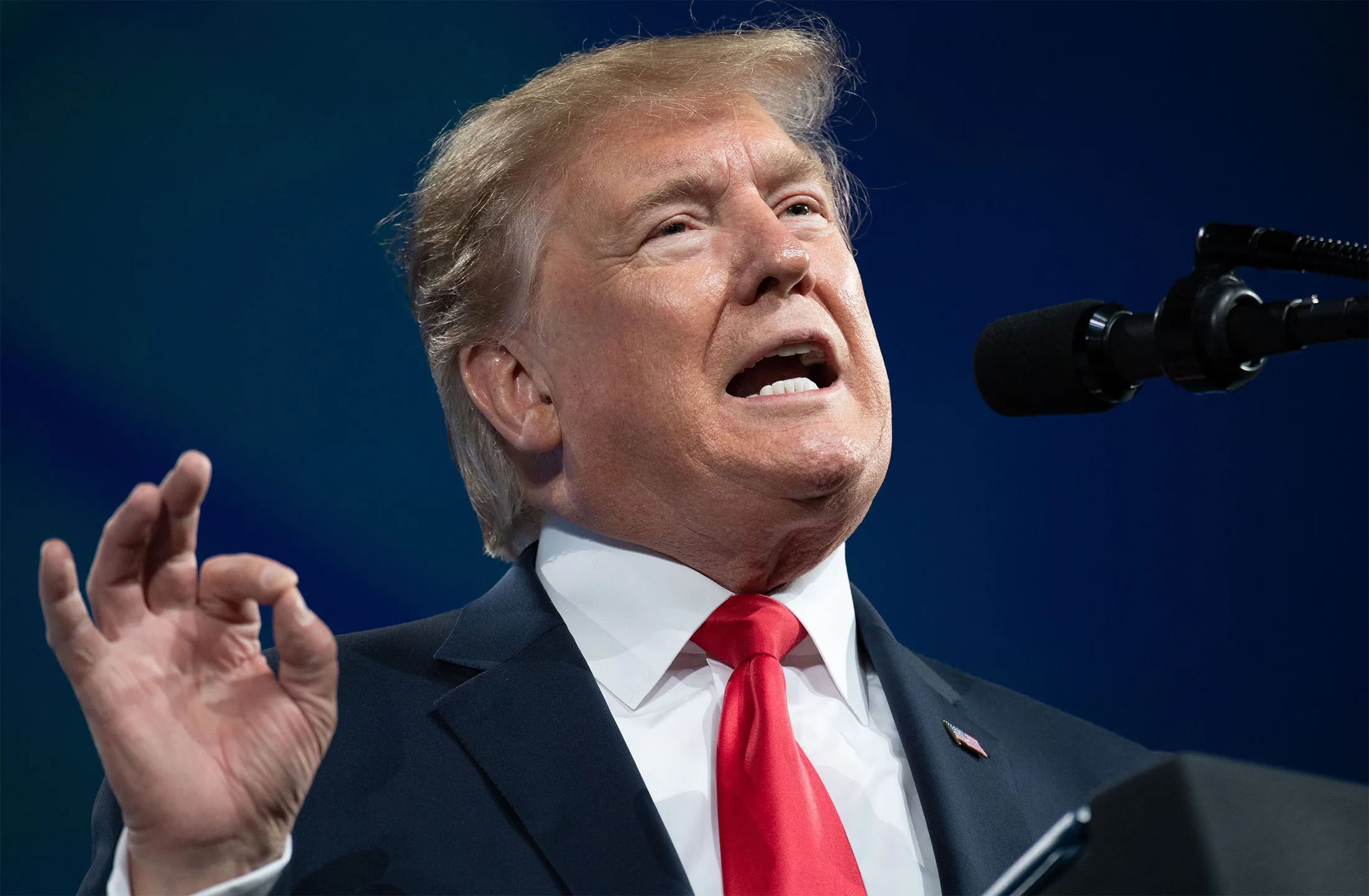 Donald Trump speaks during the NRA annual meeting on April 26.