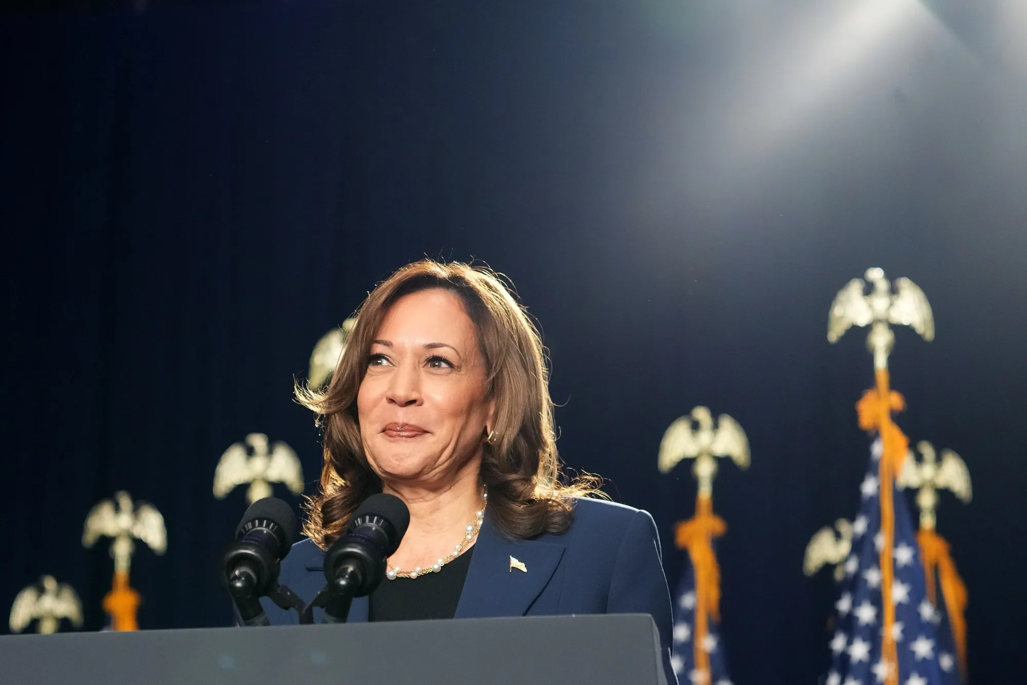 Vice President Kamala Harris at a campaign event on July 23&nbsp;in Milwaukee.