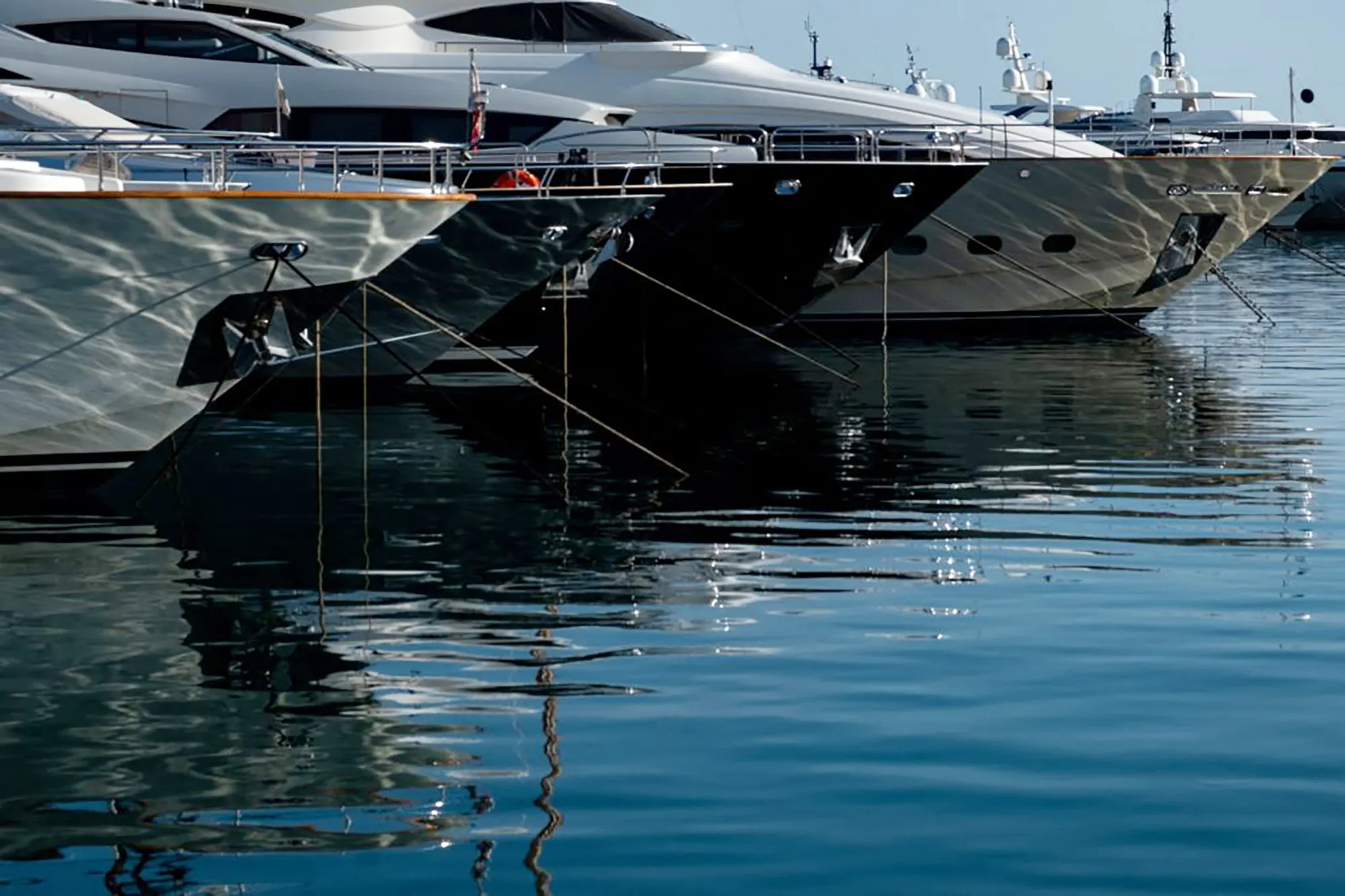Yachts are moored in the port of Cannes.