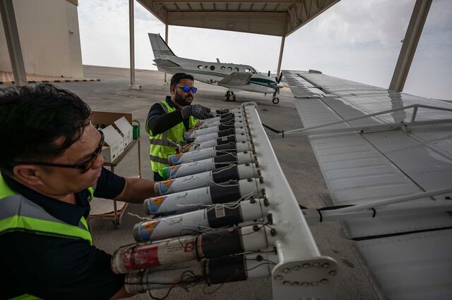 Restocking NCM cloud-seeding planes with hygroscopic salt flares in Al Ain in January 2024.