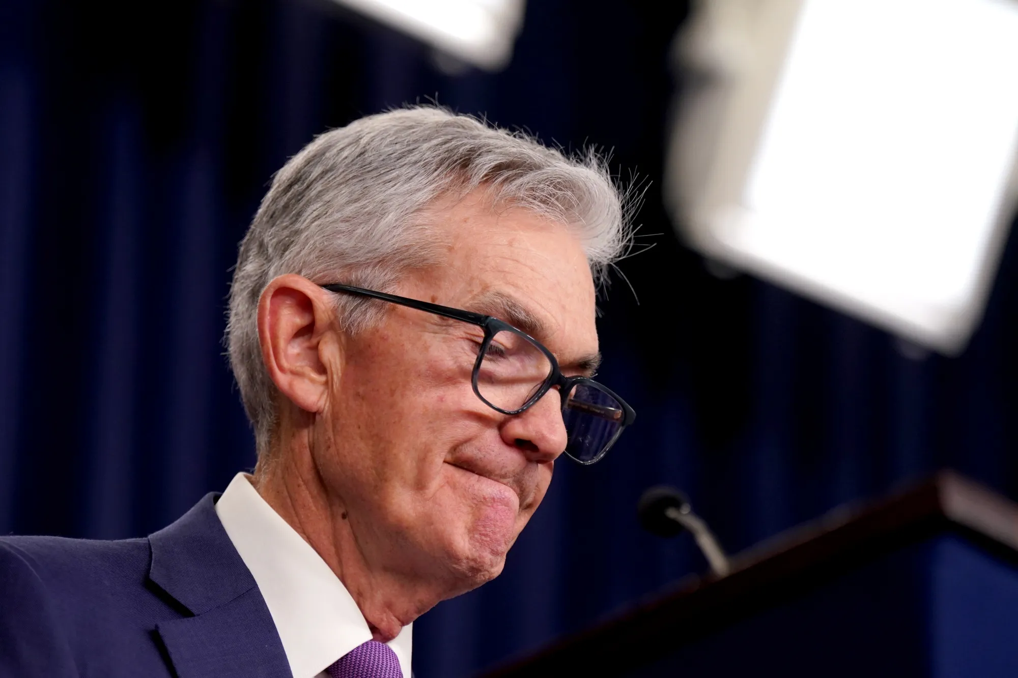 Jerome Powell, chairman of the US Federal Reserve, during a news conference following a Federal Open Market Committee (FOMC) meeting in Washington, DC, US, on Wednesday, Jan. 31, 2024.